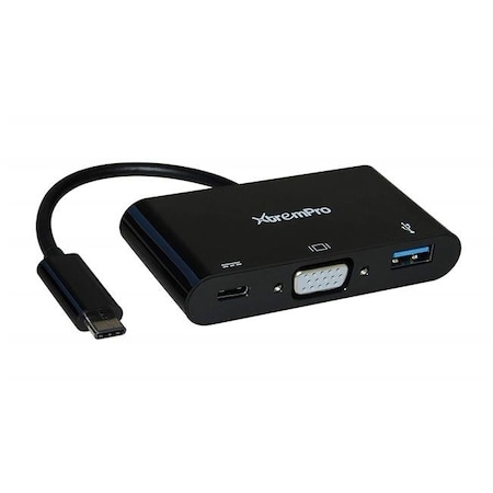 Xtrempro Xtrempro 41135 3-in-1 USB Type-C to VGA USB 3.0 Adapter for MacBook Laptop Notebooks - Black 41135